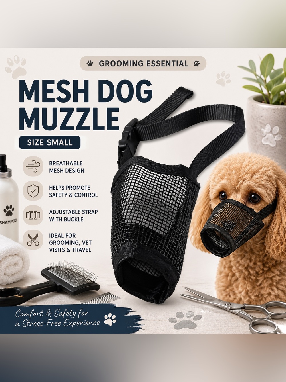 Good2Go Black Mesh Dog Muzzle Size Small Adjustable Pet Safety Muzzle
